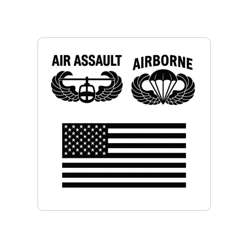 Air Assault Airborne Badge with US Flag Sticker Transparent Outdoor Die-Cut