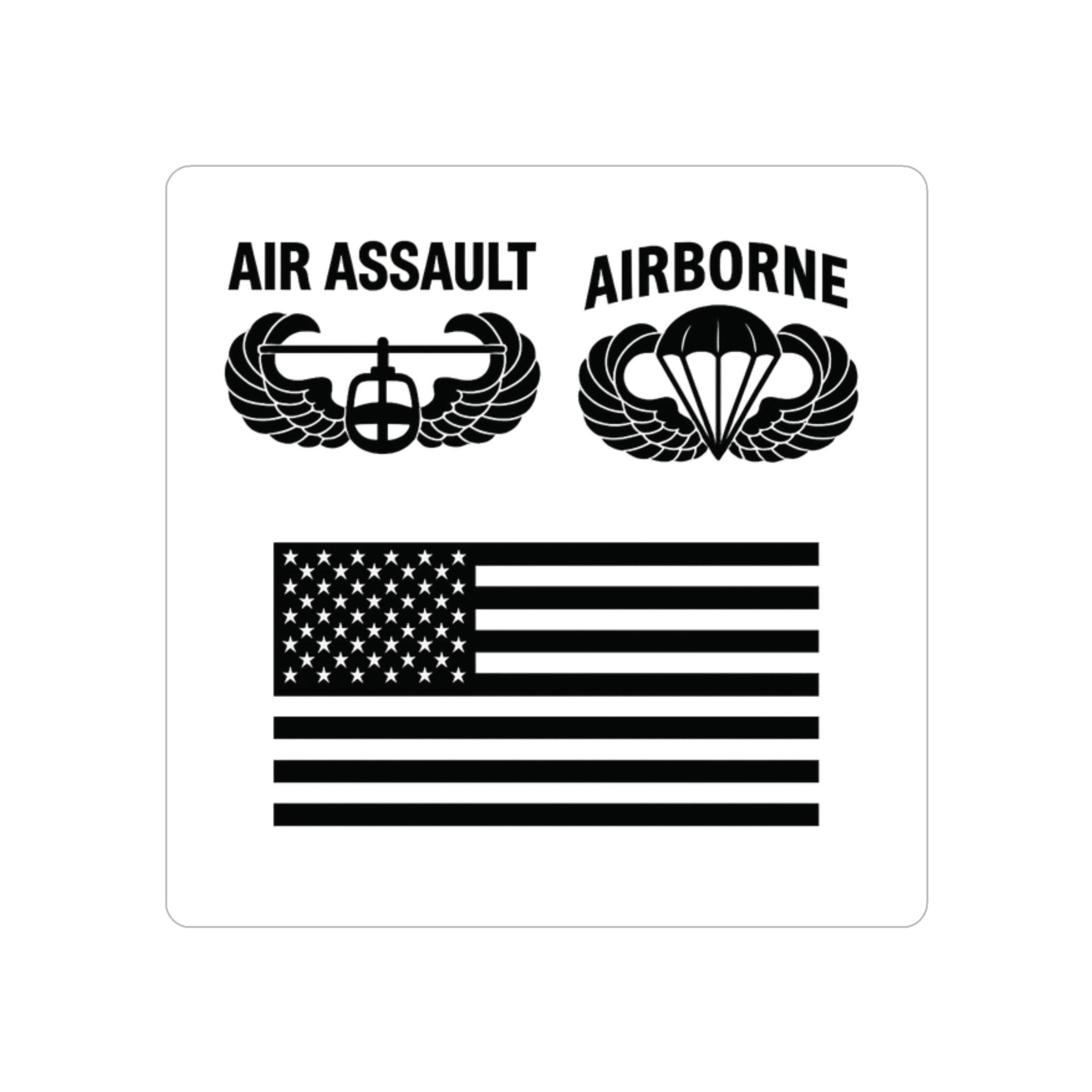 Air Assault Airborne Badge with US Flag Sticker Transparent Outdoor Die-Cut