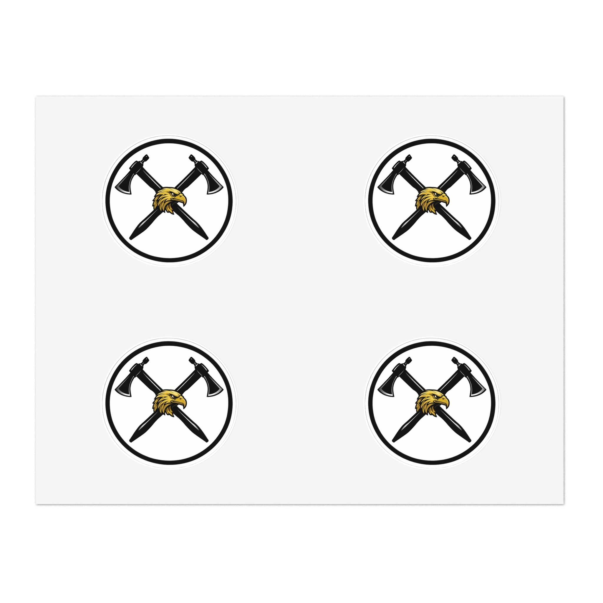 Heavy Metal Viking Axe Sticker Sheet — "Double Cross Axe Kiss" Cut Decals Pax of 4
