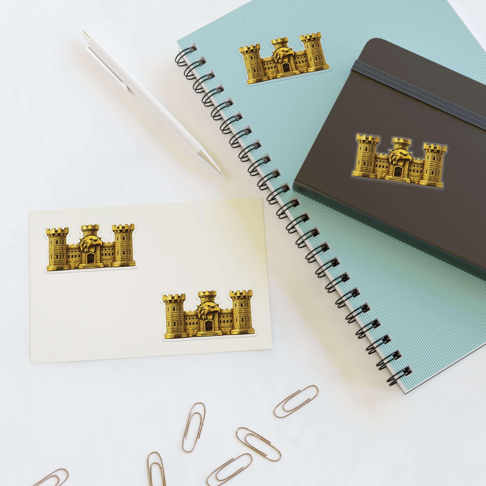 Golden Castle Eagle Emblem - Tactical Sticker Pack (4-Piece Set)