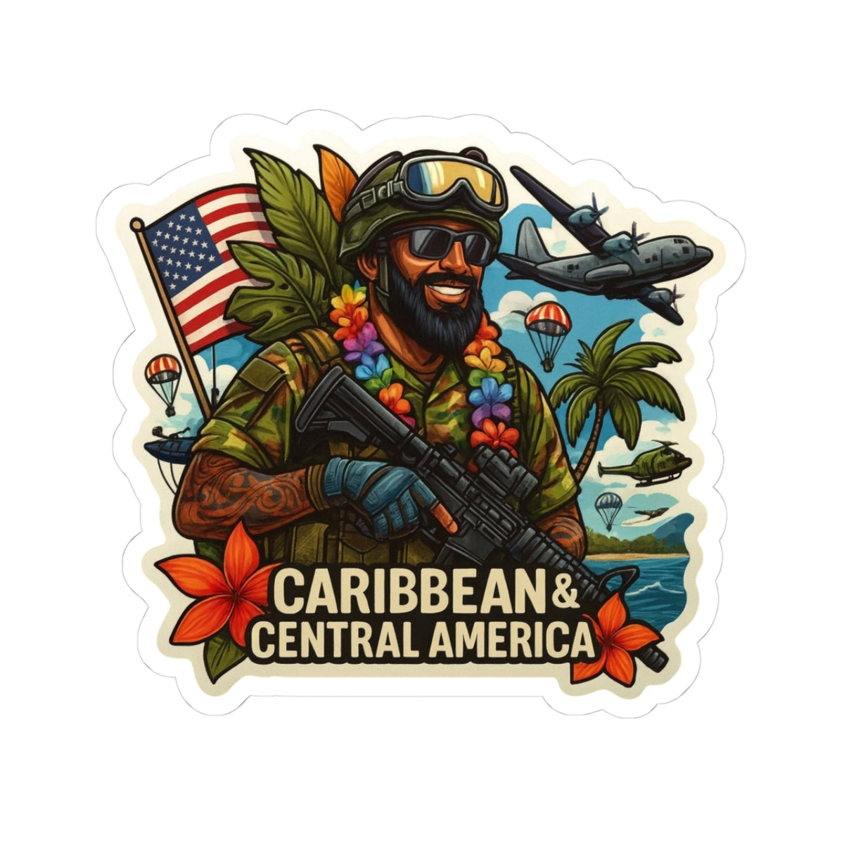 Caribbean & Central America Soldier Sticker | Military Tropical Travel Decal
