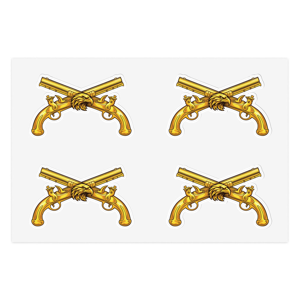Golden Crossed Pistol Tactical Sticker Set — Pack of 4 Sticker Sheets