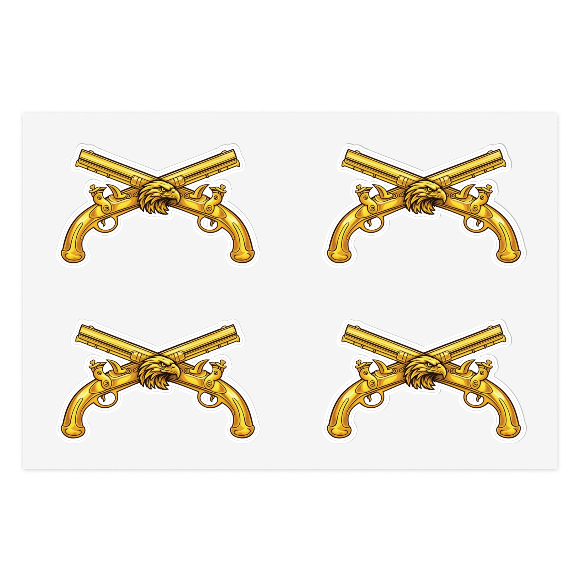 Golden Crossed Pistol Tactical Sticker Set — Pack of 4 Sticker Sheets