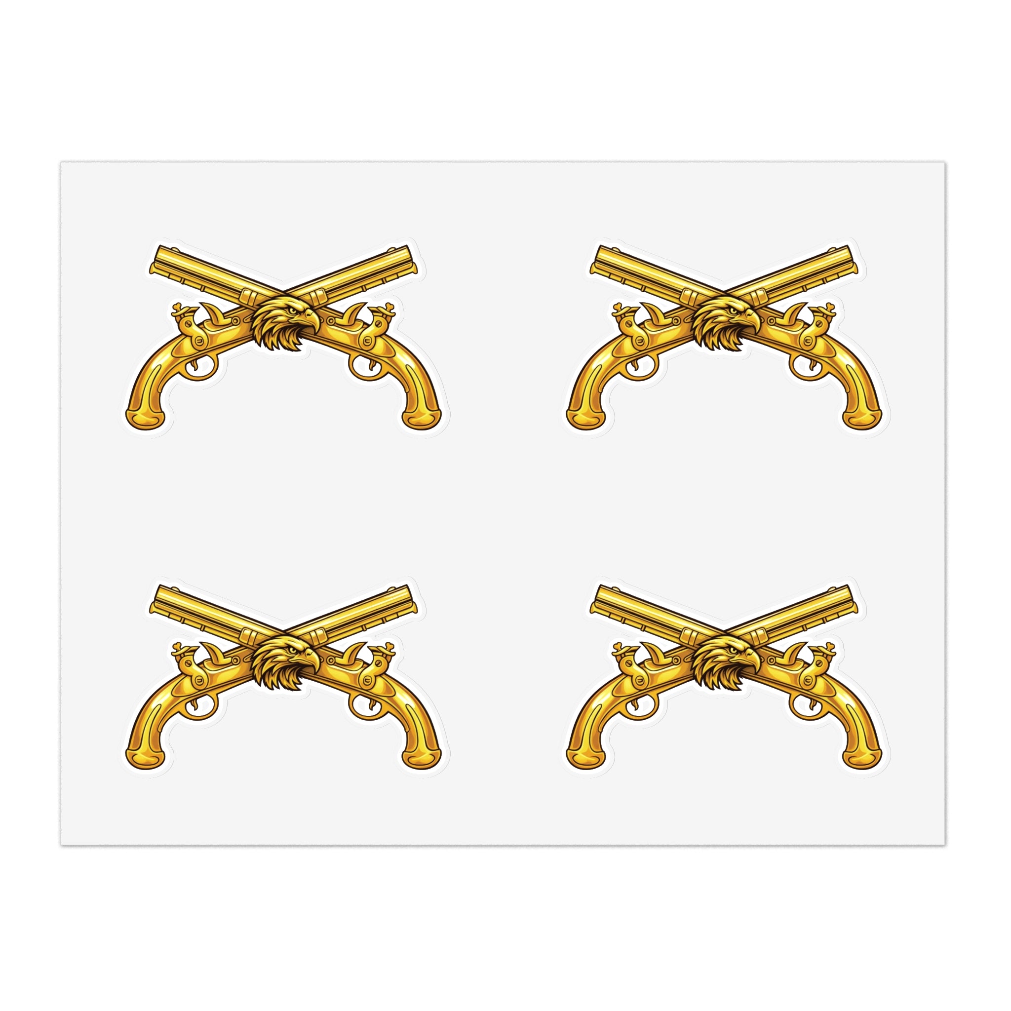 Golden Crossed Pistol Tactical Sticker Set — Pack of 4 Sticker Sheets