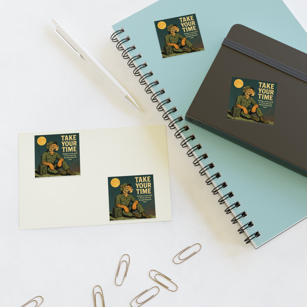 Take Your Time Retro Hiker Moon Sticker Sheet — Pack of Four