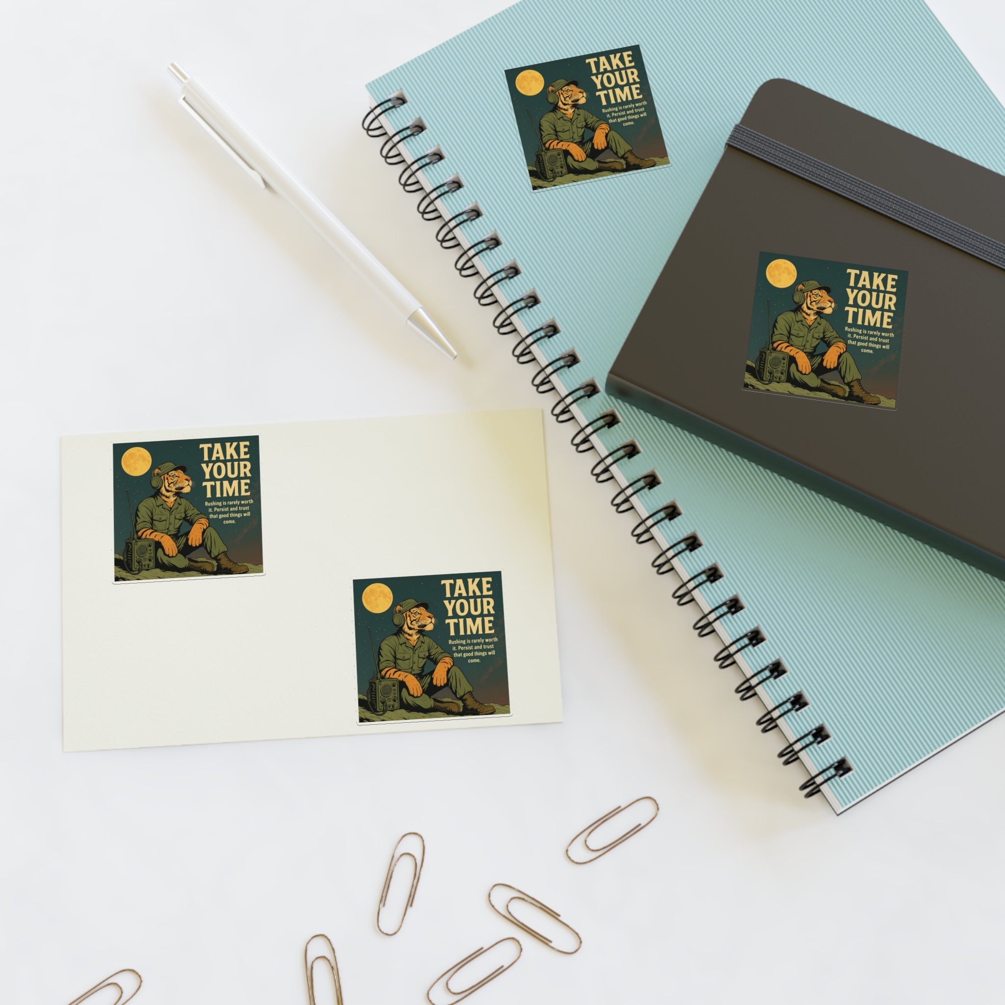 Take Your Time Retro Hiker Moon Sticker Sheet — Pack of Four