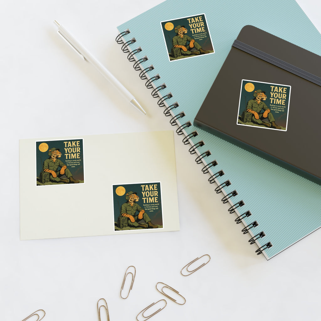 Take Your Time Retro Hiker Moon Sticker Sheet — Pack of Four