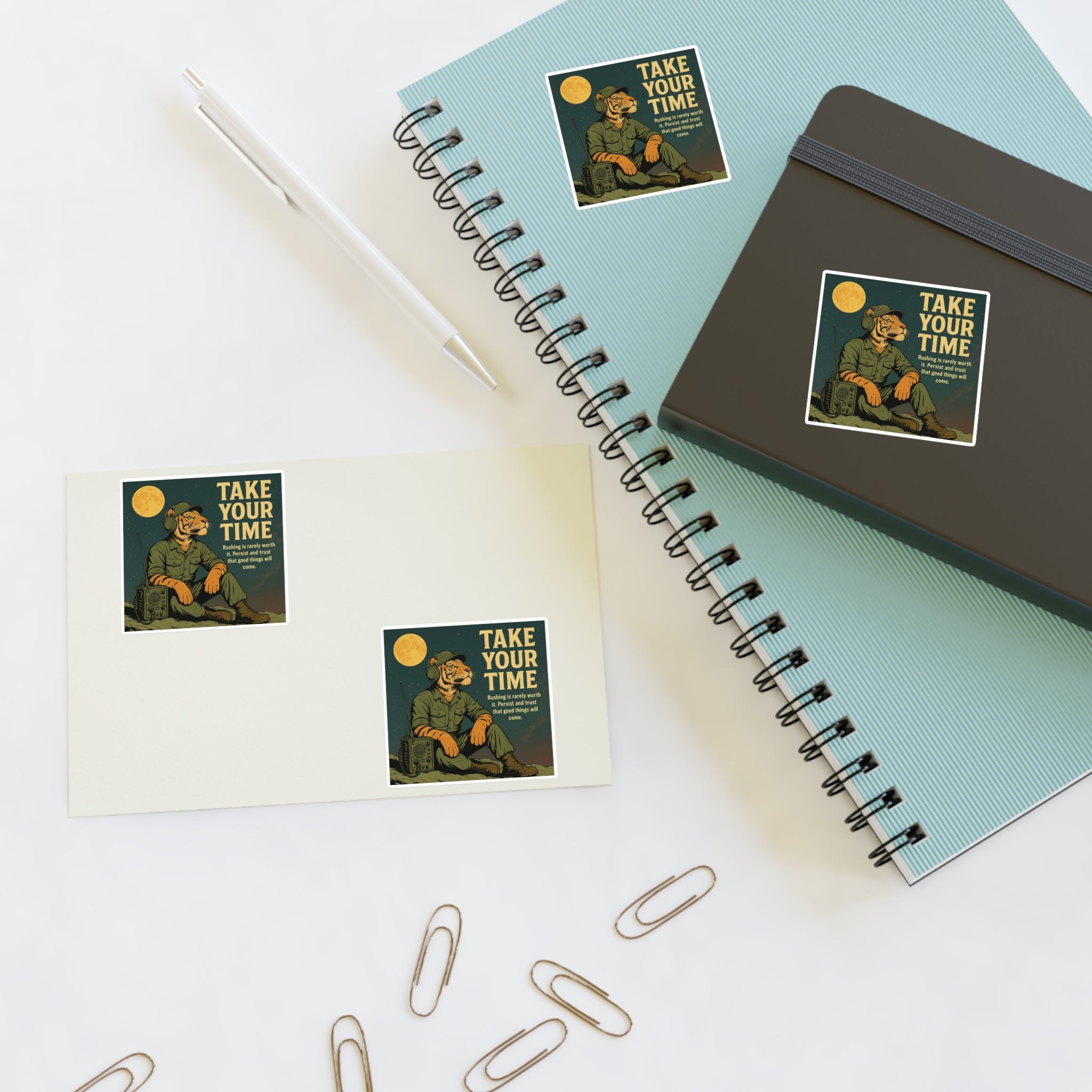 Take Your Time Retro Hiker Moon Sticker Sheet — Pack of Four