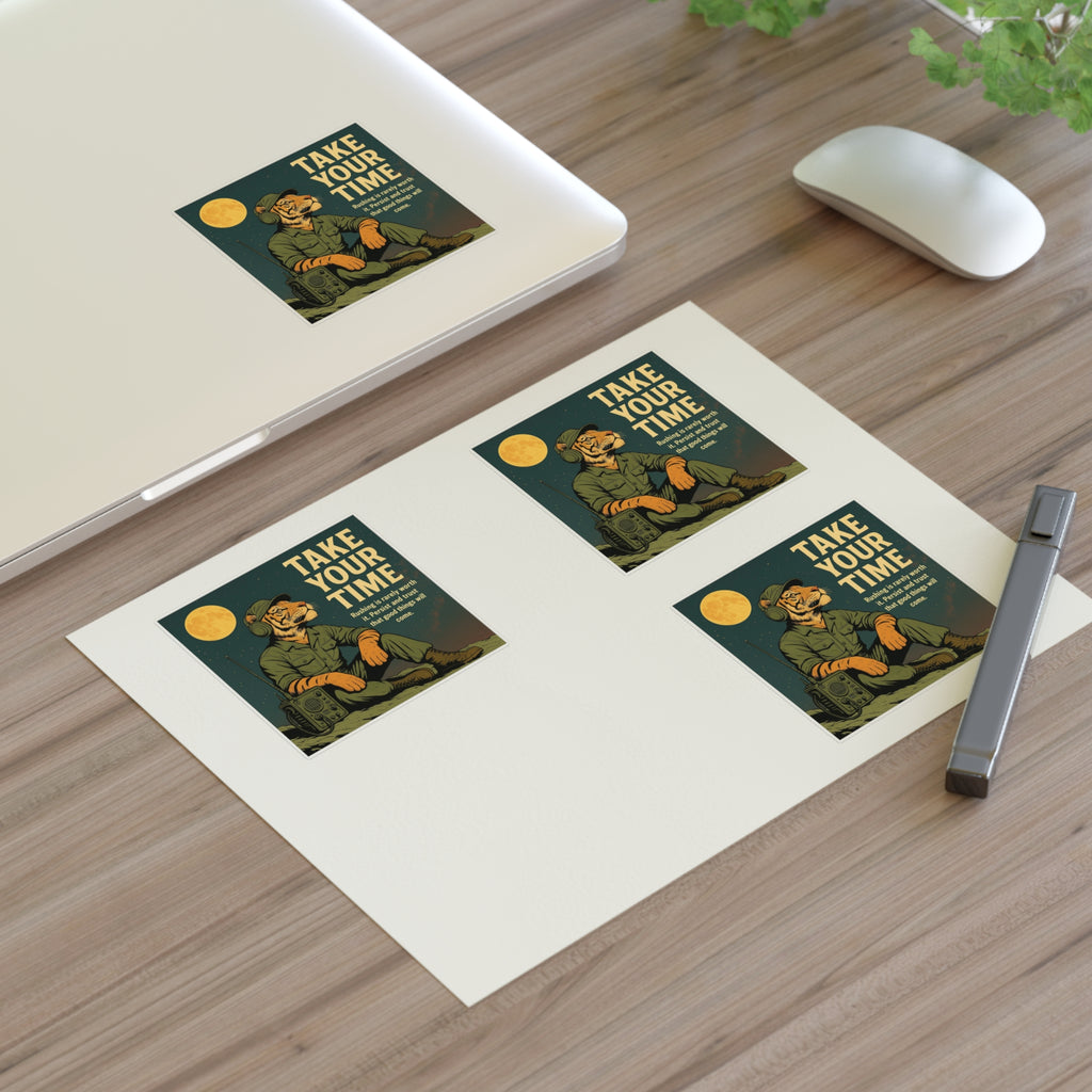 Take Your Time Retro Hiker Moon Sticker Sheet — Pack of Four