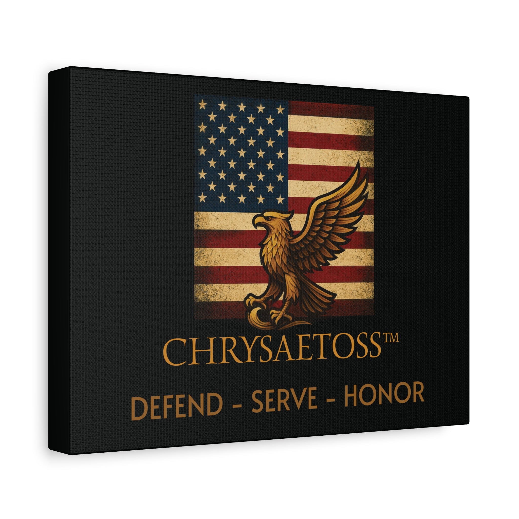 Chrysaetos Patriotic Eagle Canvas - American Flag Wall Art, Military & Veteran Home Decor