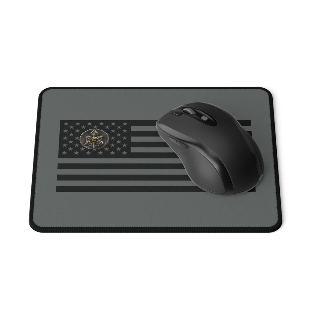 Black American Flag Knowledge Mouse Pad | Tactical Eagle Knowledge Emblem, Non-Slip Desk Mat